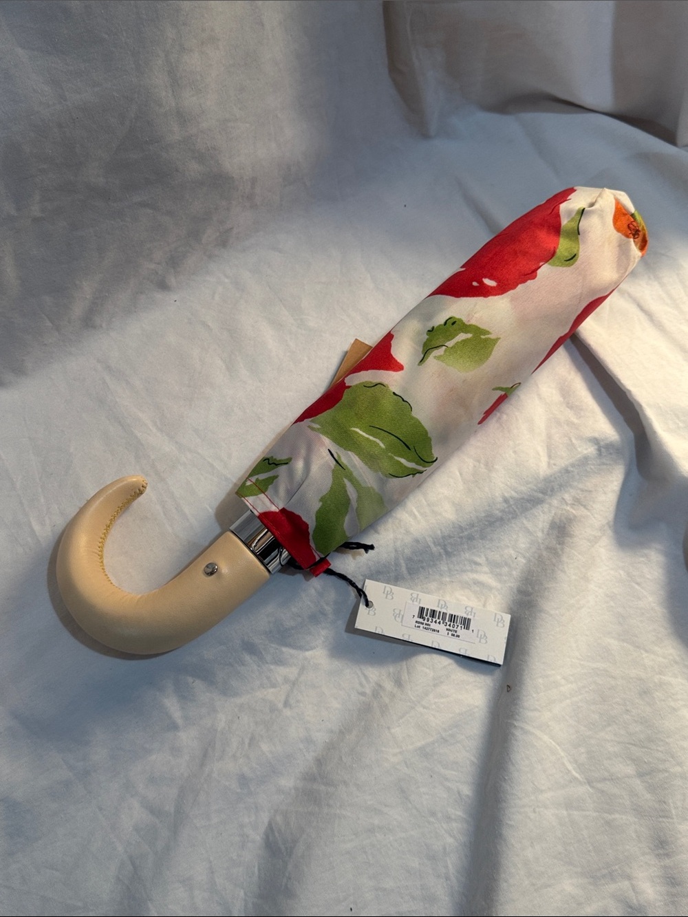 Dooney and Bourke Floral Compact Umbrella in Red, Green & Cream